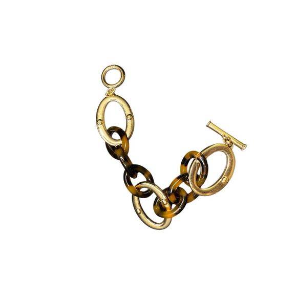 Ann Taylor gold and tortoise shell chain bracelet - Picture 2 of 4